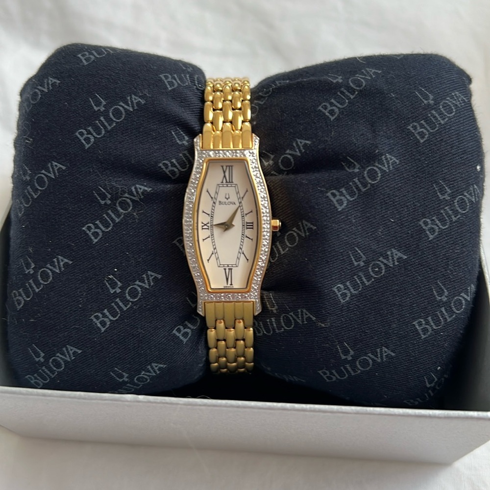 Bulova diamond watch with box